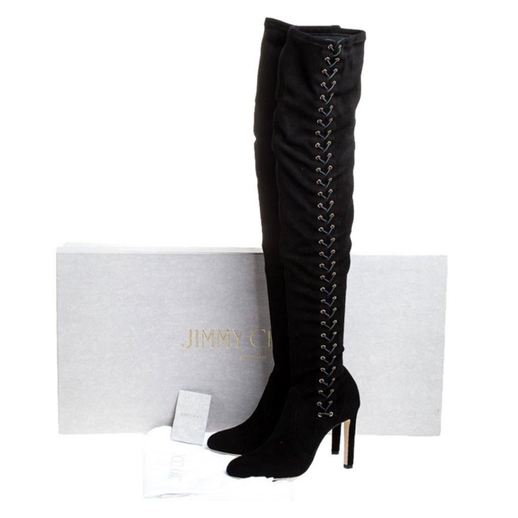 Jimmy Choo Black Suede Marie Over the Knee Boots Size 38 3