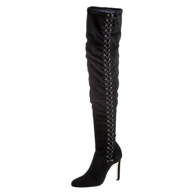 Jimmy Choo Black Suede Marie Over the Knee Boots Size 38 For Sale at ...