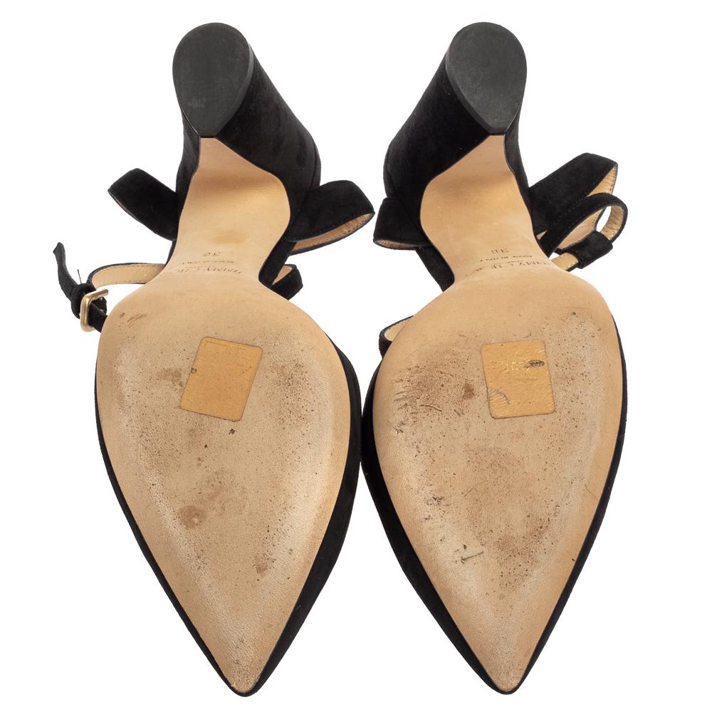 Jimmy Choo Schwarze Wickelsandalen aus Wildleder mit Mickey-Knöchel Größe 38 Damen
