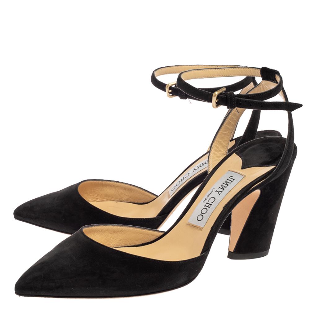 Jimmy Choo Schwarze Wickelsandalen aus Wildleder mit Mickey-Knöchel Größe 38 3