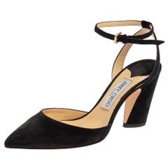 Jimmy Choo Black Suede Mickey Ankle Wrap Sandals Size 38