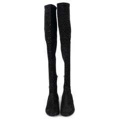 JIMMY CHOO black suede MYREN CRYSTAL OVER KNEE Boots Shoes 37.5