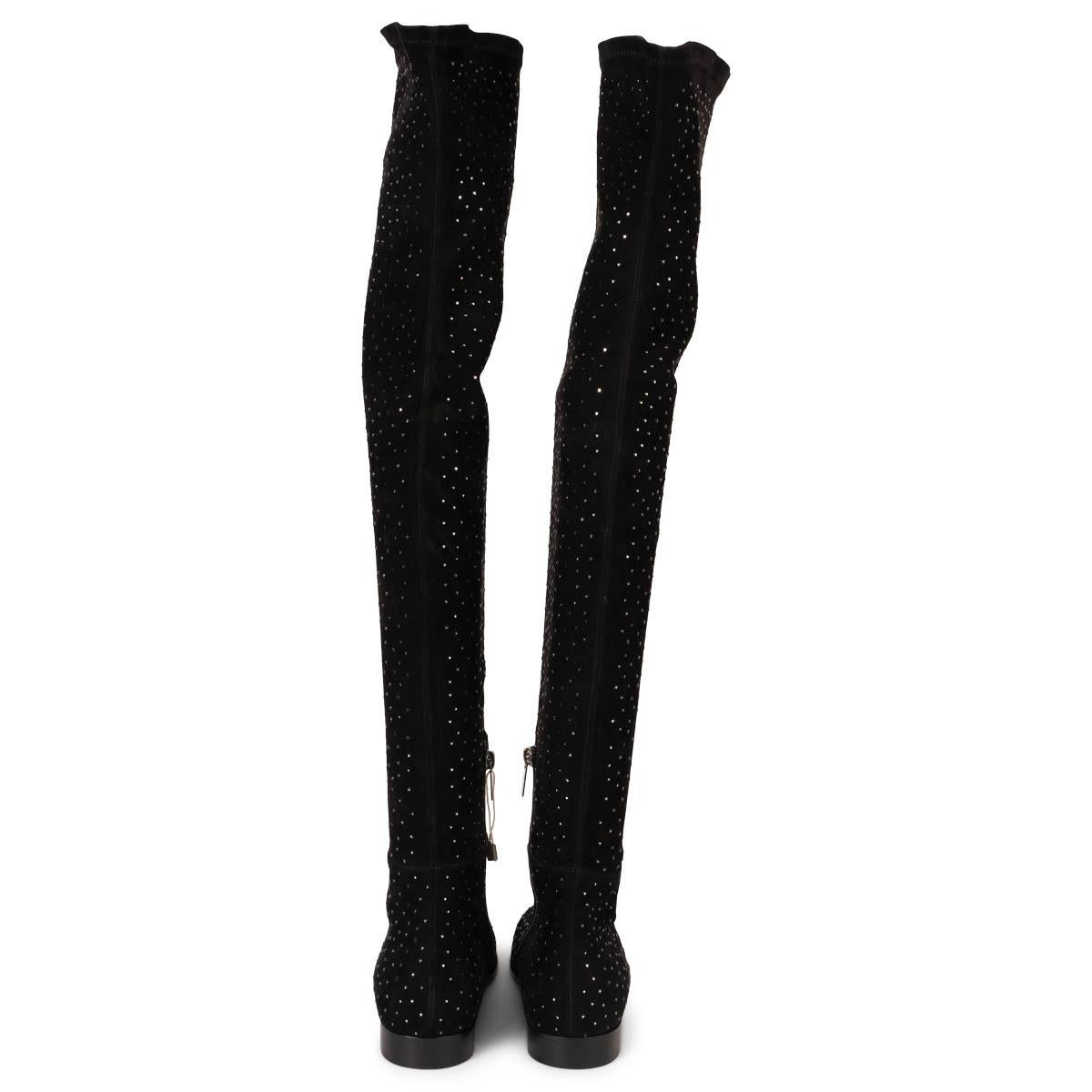 JIMMY CHOO black suede MYREN CRYSTAL OVER KNEE Boots Shoes 39 For Sale 1