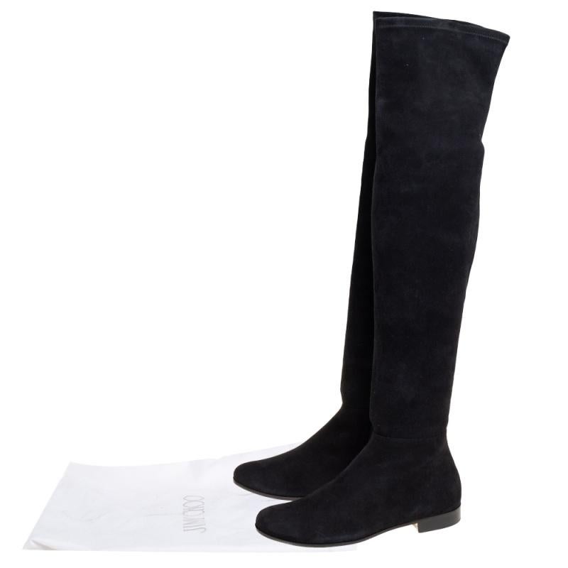 Jimmy Choo Black Suede Myren Over The Knee Boots Size 37 6