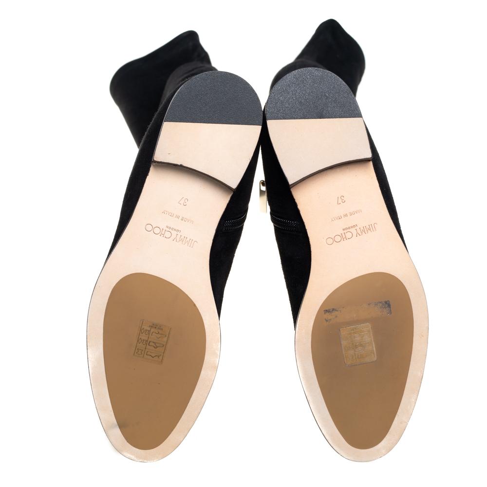 Women's Jimmy Choo Black Suede Myren Over The Knee Boots Size 37