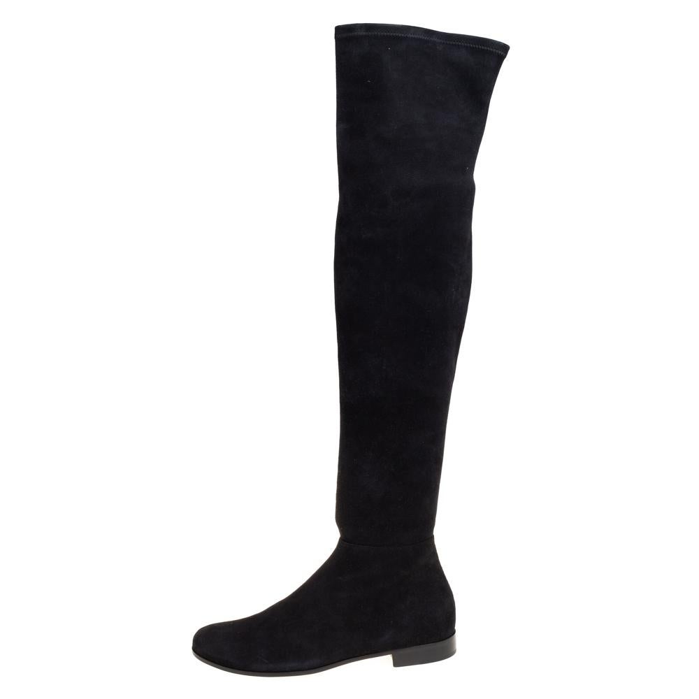Jimmy Choo Black Suede Myren Over The Knee Boots Size 37 1