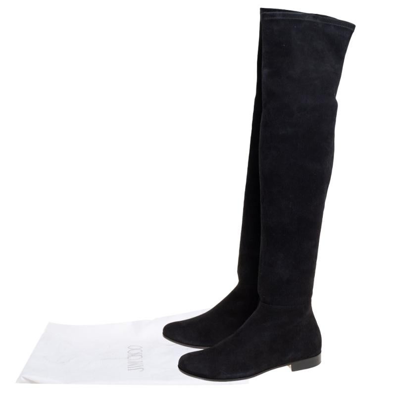 Jimmy Choo Black Suede Myren Over The Knee Boots Size 37 4