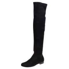 Jimmy Choo Black Suede Myren Over The Knee Boots Size 37
