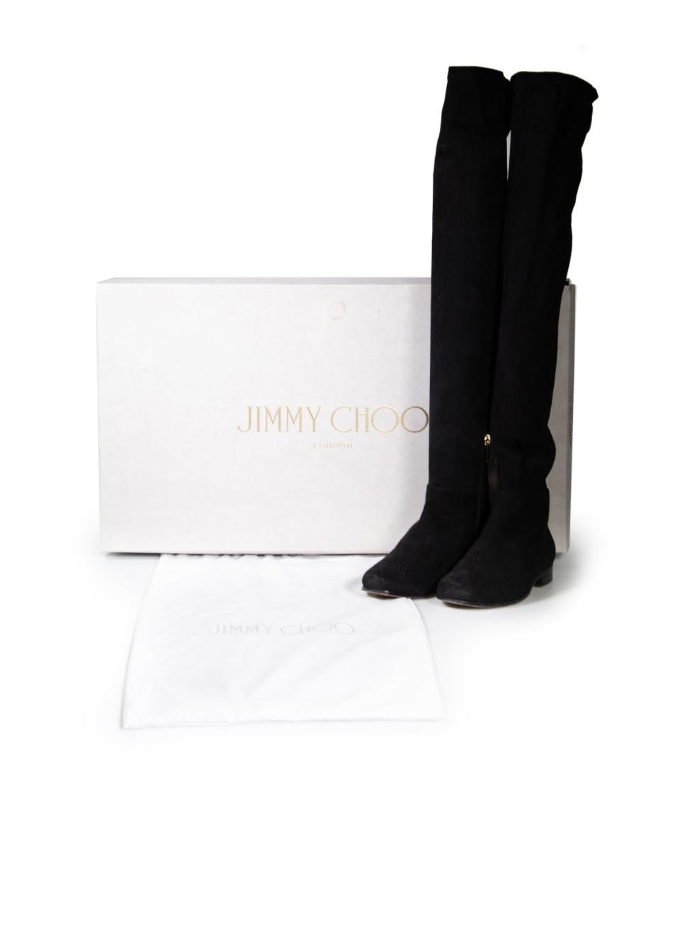 Jimmy Choo Black Suede Myren Over The Knee Boots Size IT 35 For Sale 3
