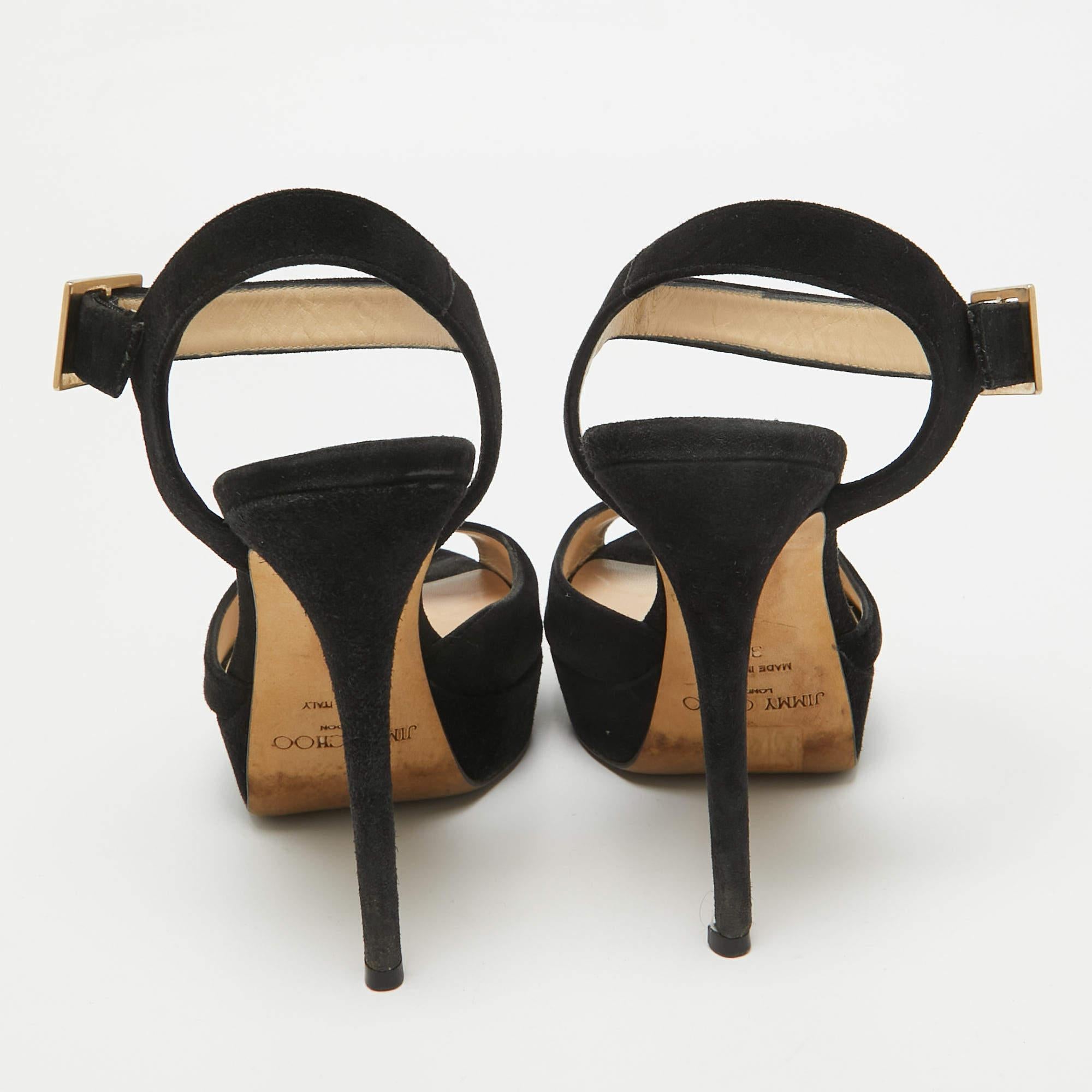 Donna Jimmy Choo Sandali con cinturino alla caviglia in pelle scamosciata nera misura 39 in vendita