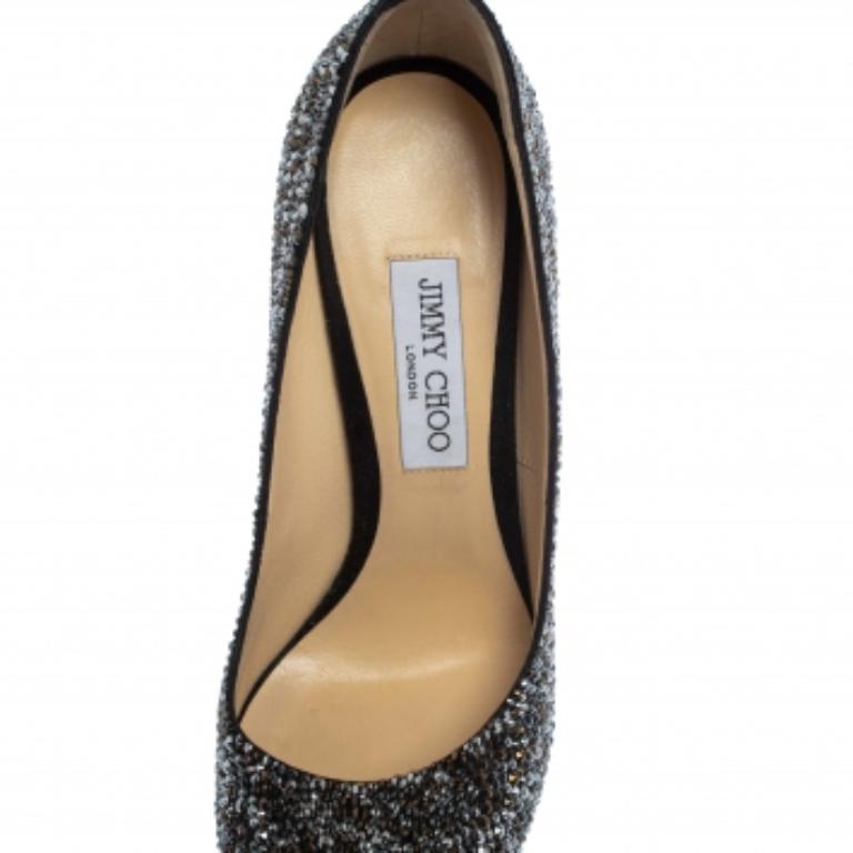 JIMMY CHOO Black Suede Platform Crystals Klerise  Pumps Size 41 For Sale 2