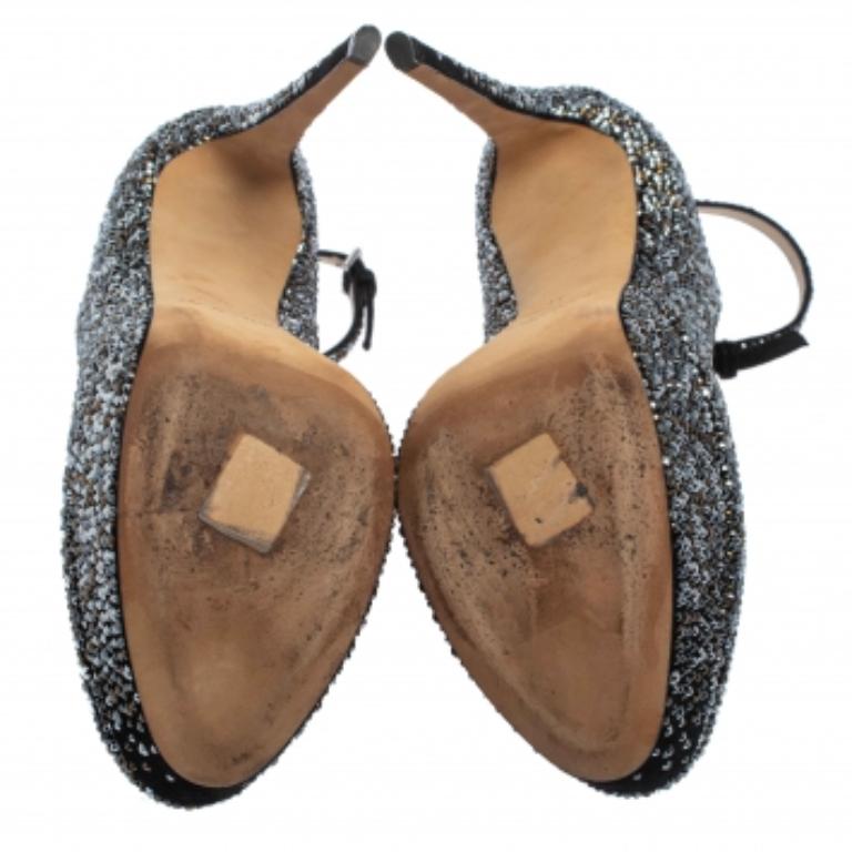 JIMMY CHOO Black Suede Platform Crystals Klerise  Pumps Size 41 For Sale 3