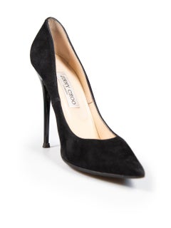 Jimmy Choo Noir Suede Pointed Toe Stiletto Pumps Size IT 39.5