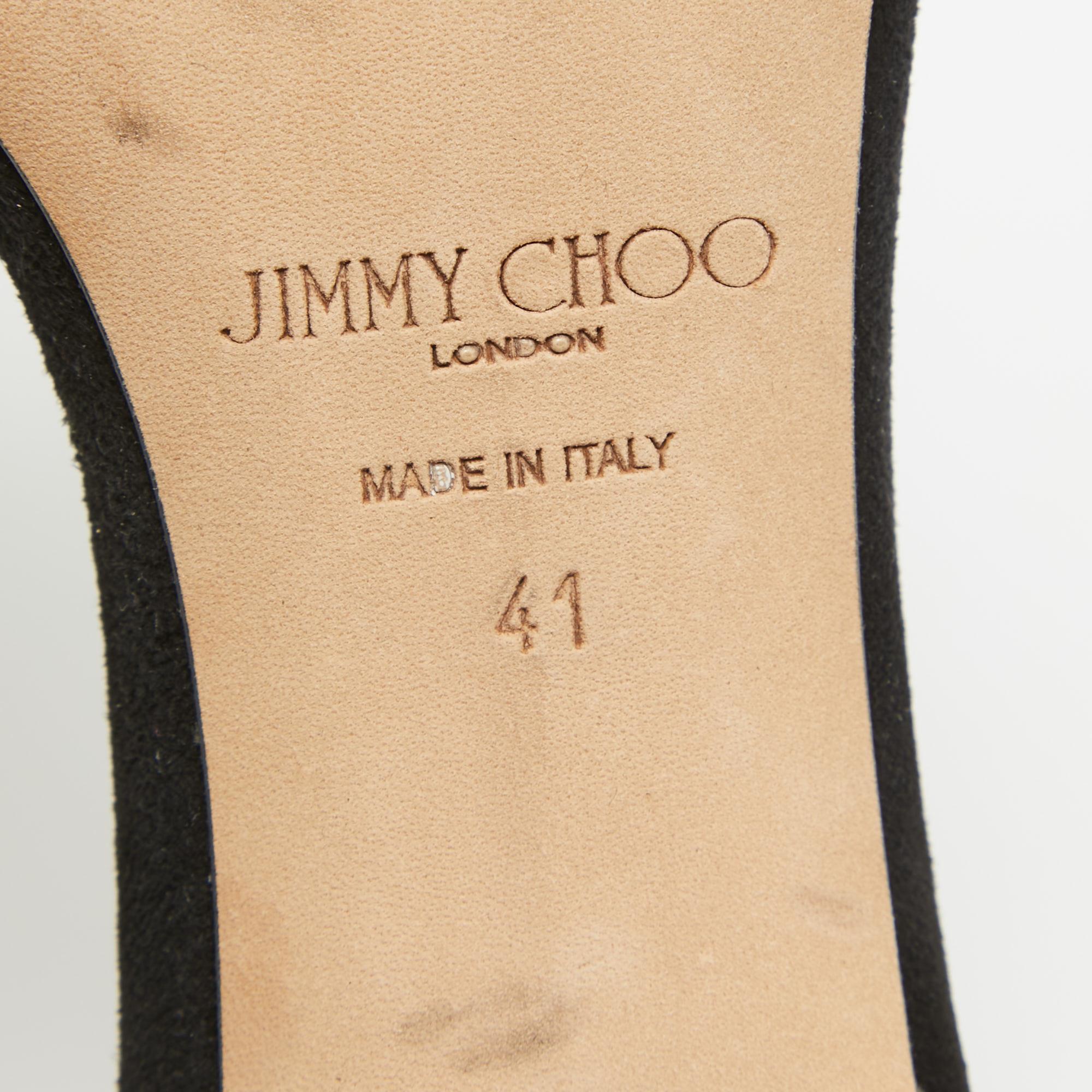 Jimmy Choo Black Suede Reon Sandals Size 41 In Good Condition For Sale In Dubai, Al Qouz 2