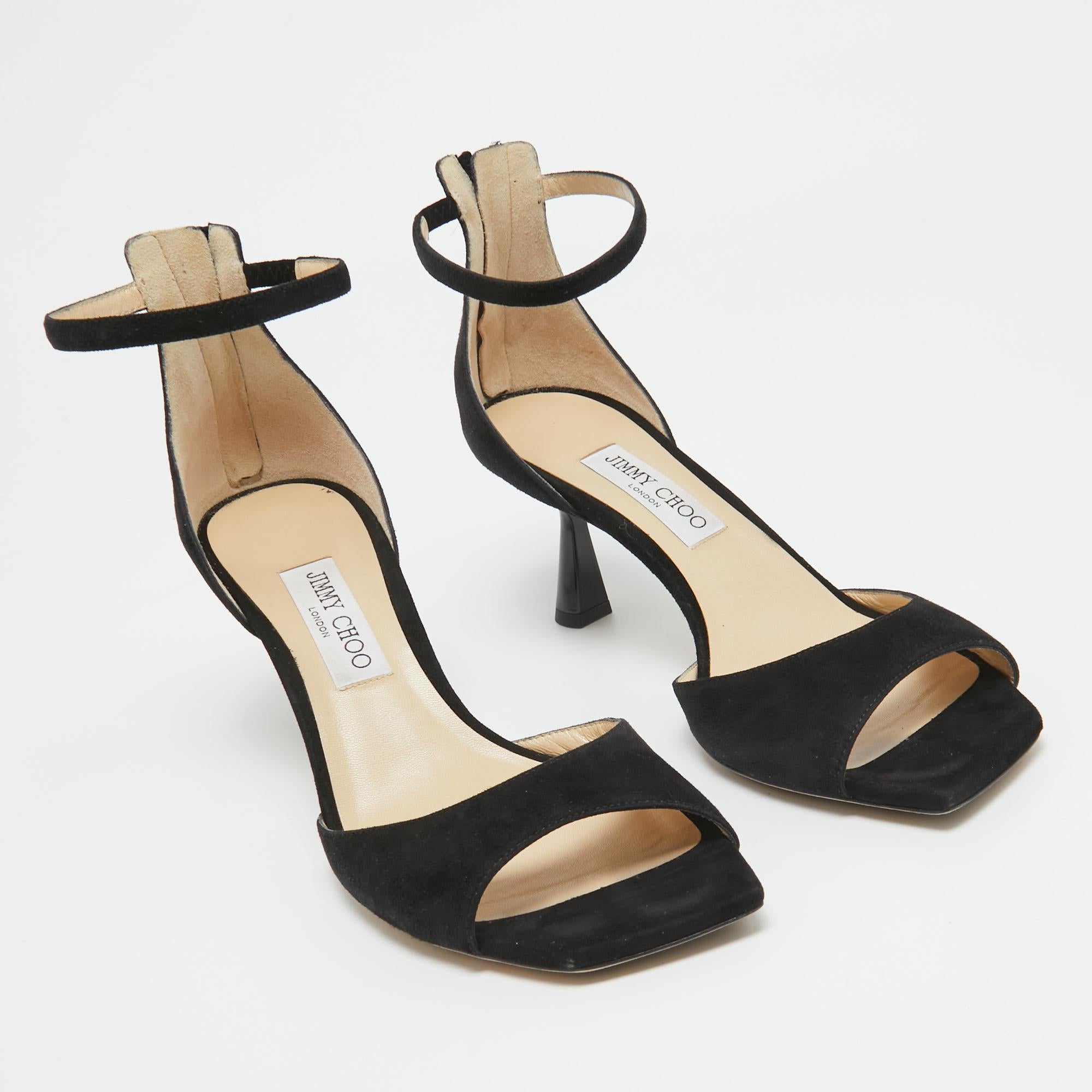 Jimmy Choo Black Suede Reon Sandals Size 41 For Sale 1