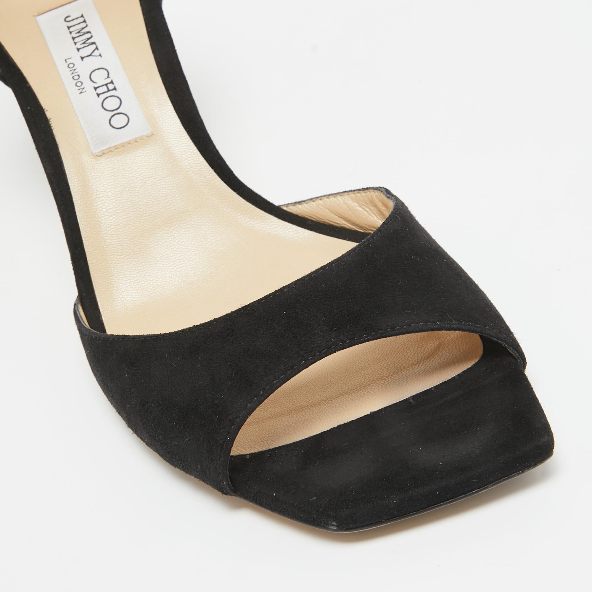Jimmy Choo Black Suede Reon Sandals Size 41 For Sale 2