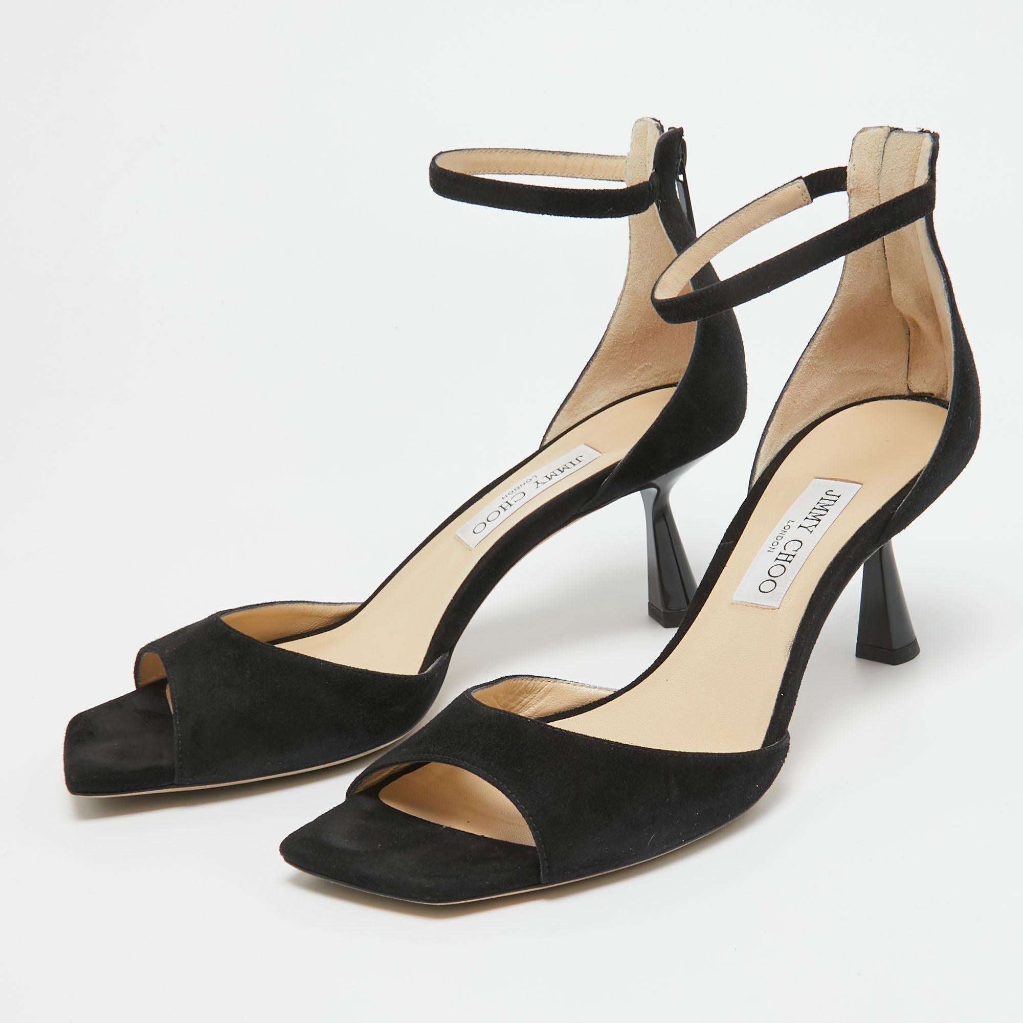 Jimmy Choo Black Suede Reon Sandals Size 41 4