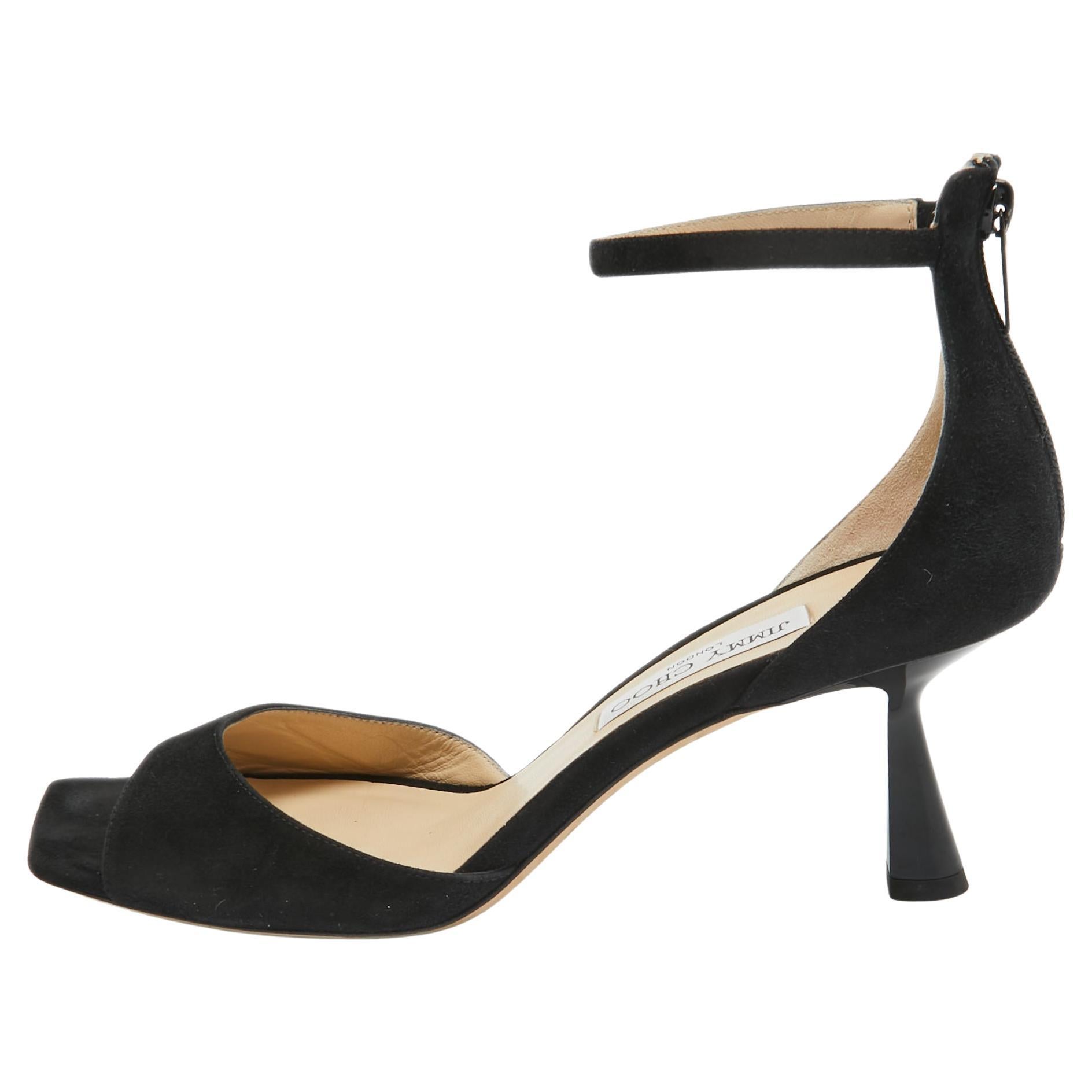 Jimmy Choo Black Suede Reon Sandals Size 41 For Sale