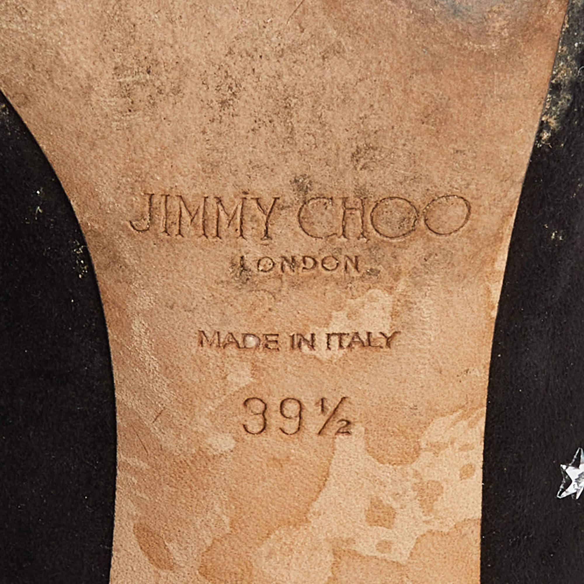 Jimmy Choo - Escarpins à bouts pointus en daim noir avec ornements en cristal Romi - Taille 39,5 en vente 3