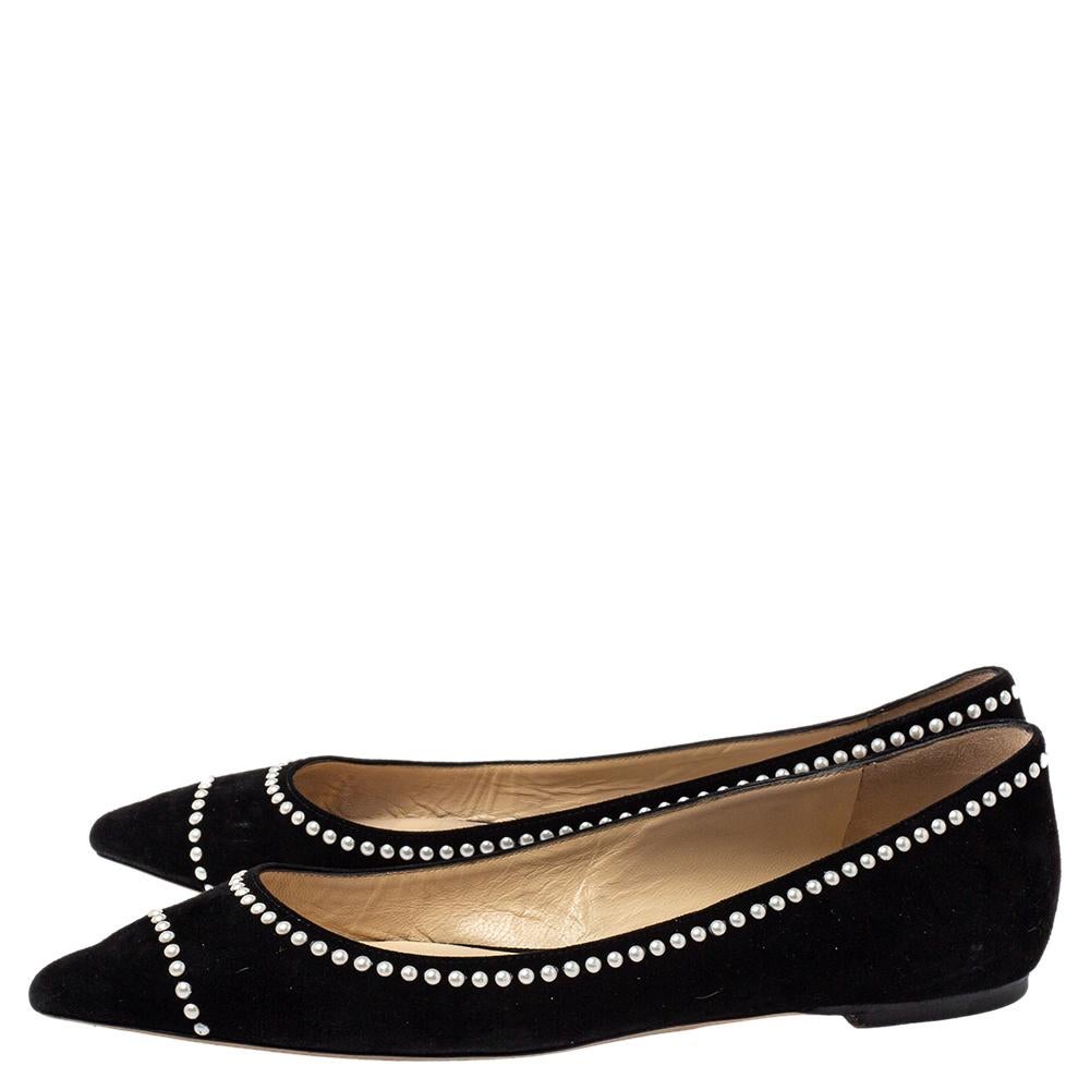 Jimmy Choo Black Suede Romy Flats Size 38.5 In Good Condition In Dubai, Al Qouz 2