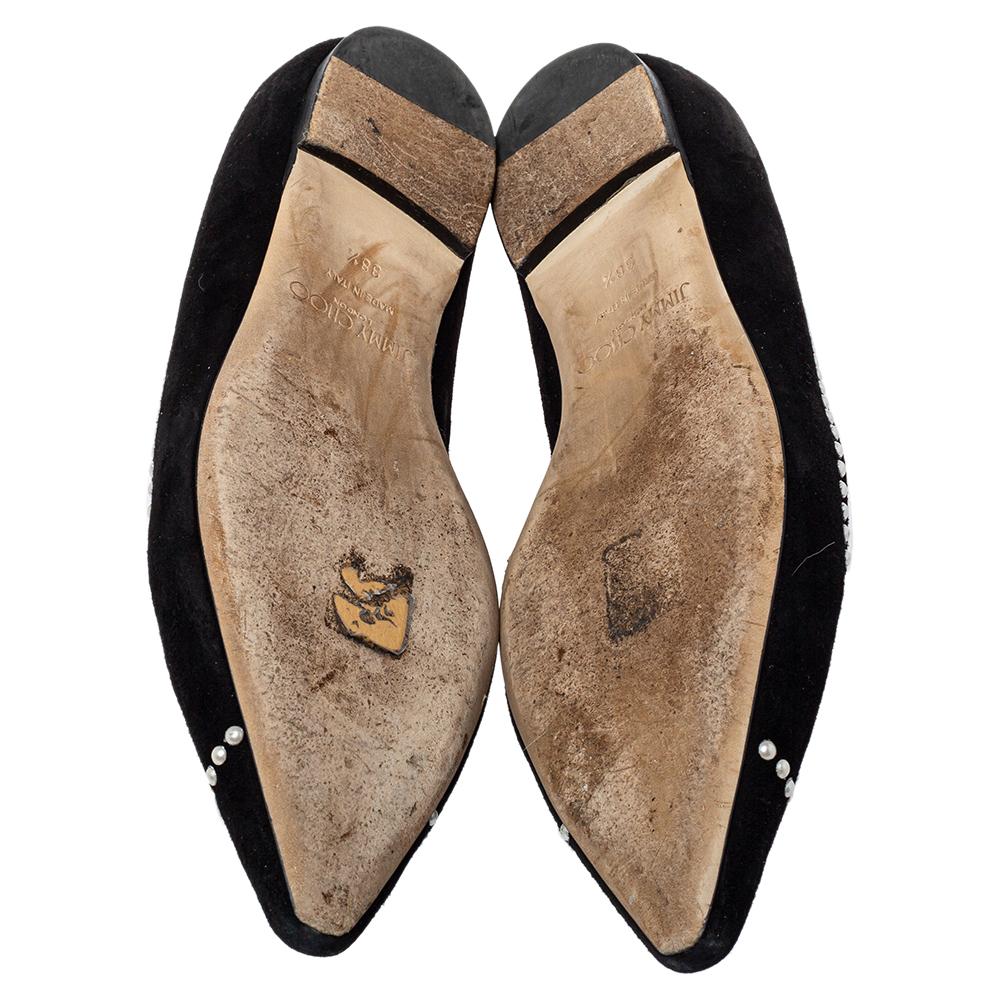 Women's Jimmy Choo Black Suede Romy Flats Size 38.5