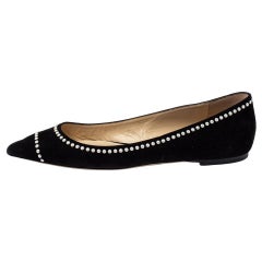 Jimmy Choo Black Suede Romy Flats Size 38.5