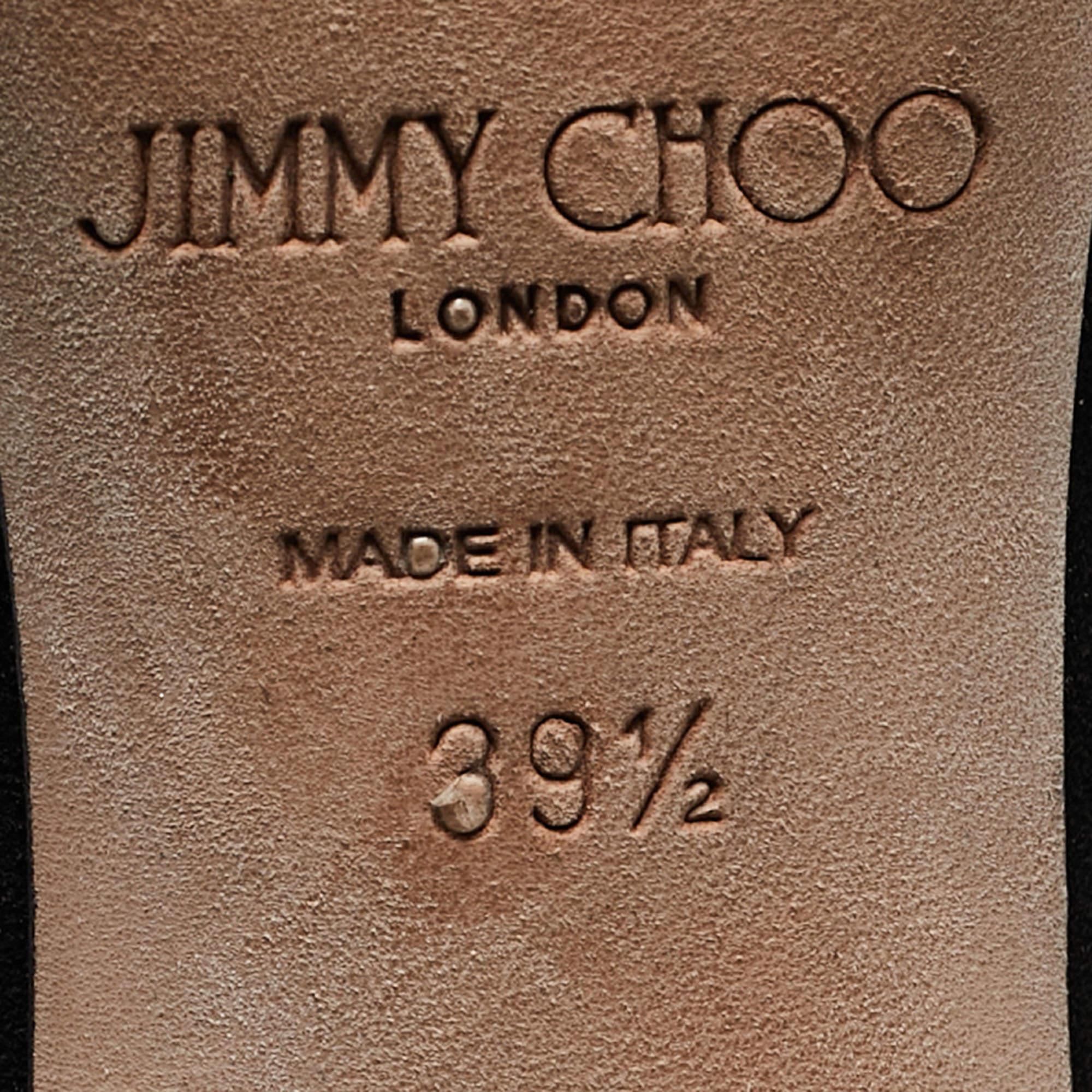 Jimmy Choo Black Suede Saf Crystal Embellished Buckle Slide Sandals Size 39.5 4