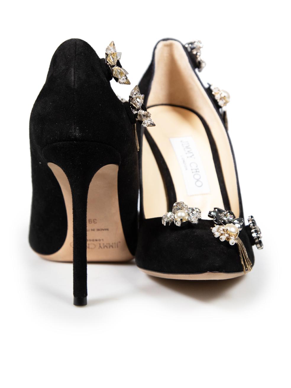 Jimmy Choo Black Suede Snap Button Detail Pumps Size IT 39 In Good Condition For Sale In London, GB