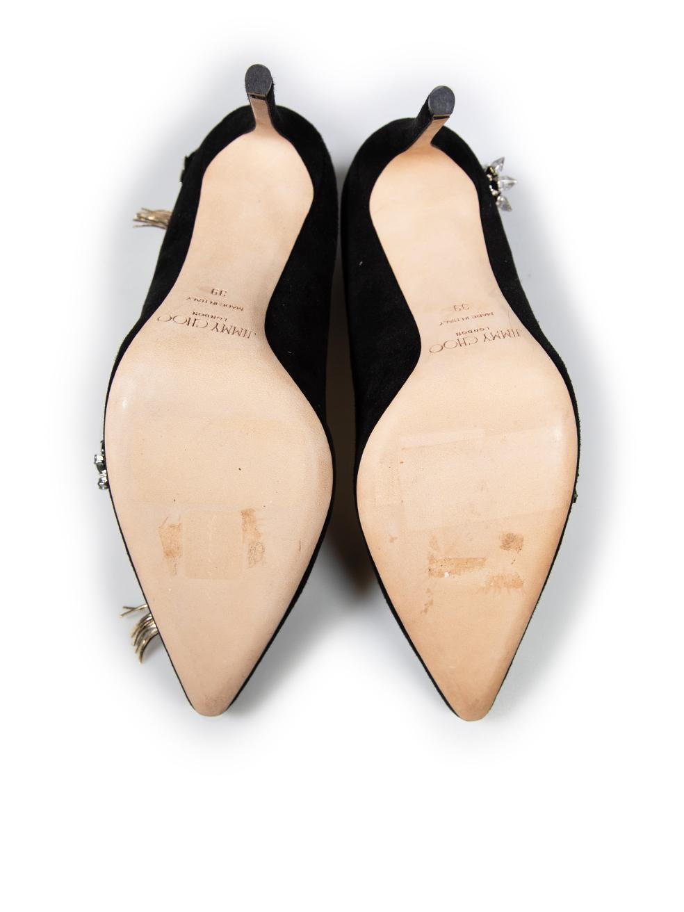 Women's Jimmy Choo Black Suede Snap Button Detail Pumps Size IT 39 For Sale