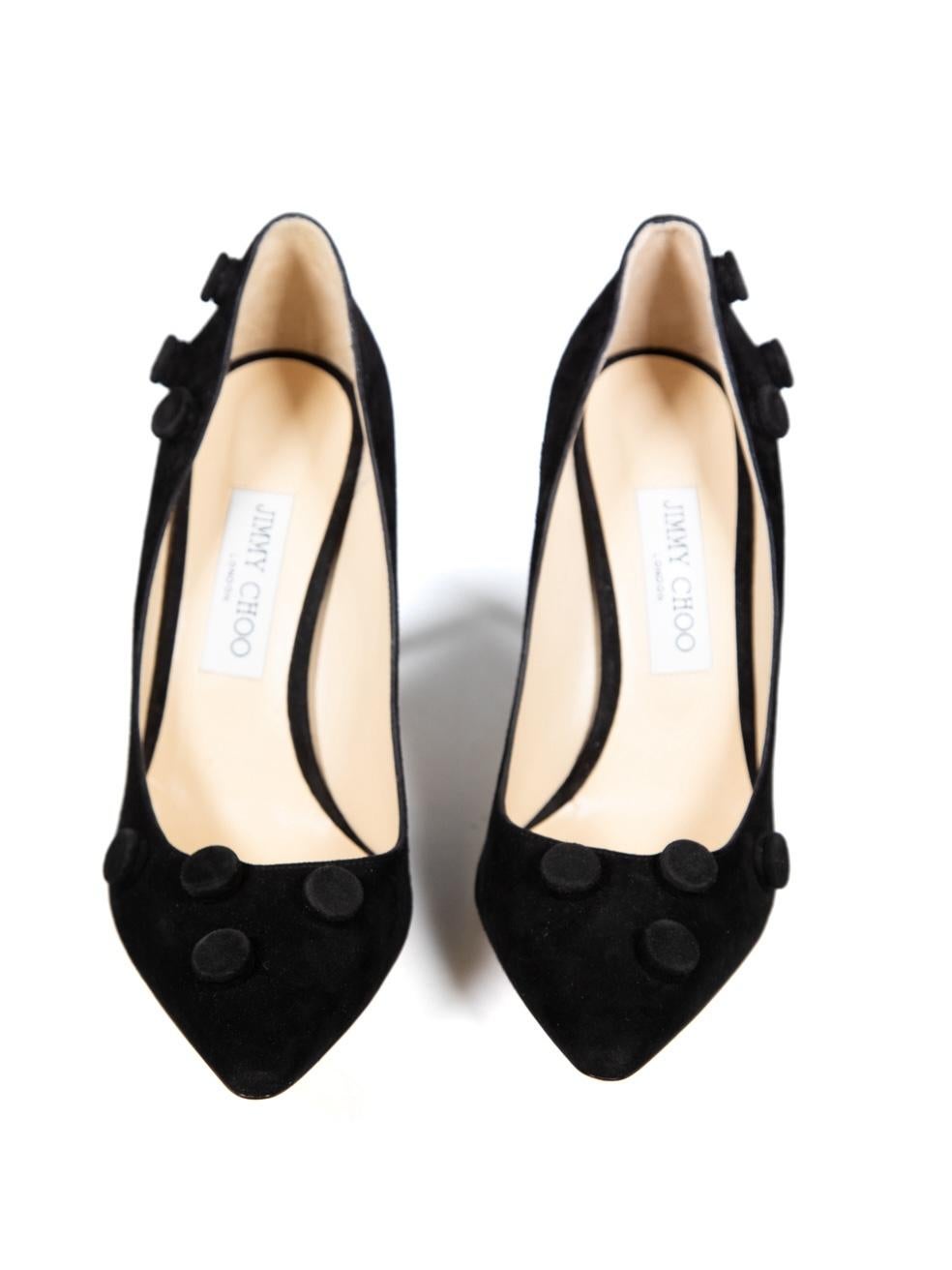 Jimmy Choo Black Suede Snap Button Detail Pumps Size IT 39 For Sale 1