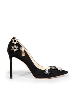 Jimmy Choo Black Suede Snap Button Detail Pumps Size IT 39