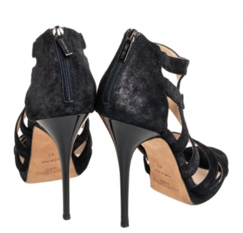 Jimmy Choo Black Suede Strappy Sandals Size 41 For Sale 2