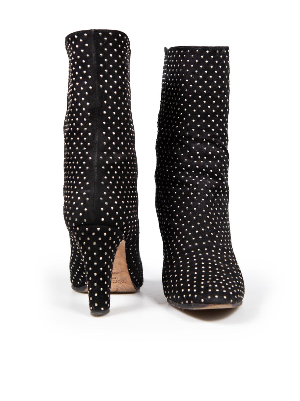 Jimmy Choo Bottes en daim noir cloutées Tari Taille IT 37.5 Excellent état - En vente à London, GB