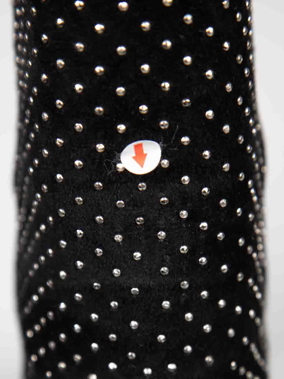 Jimmy Choo Black Suede Tari Studded Boots Size IT 37.5 4
