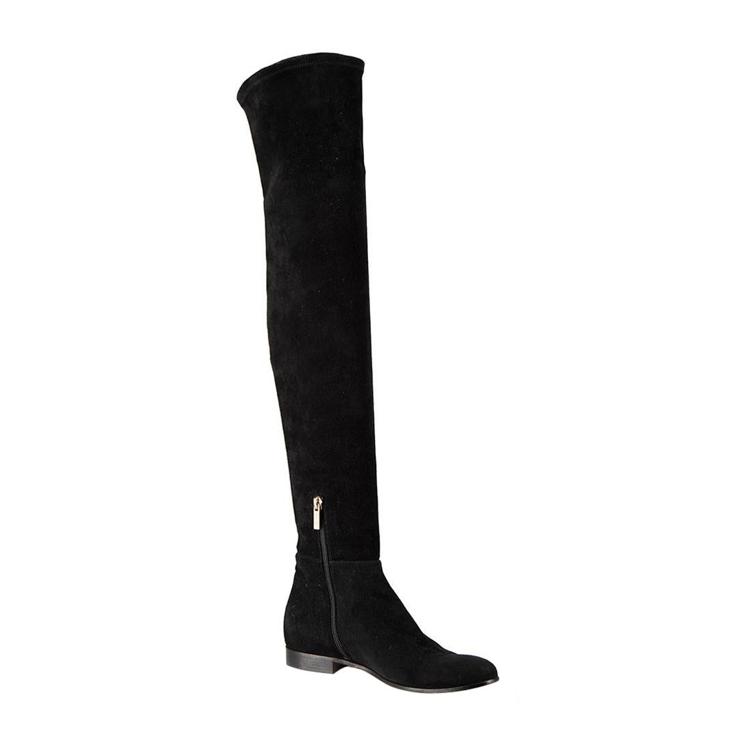 Jimmy Choo Black Suede Thigh High Boots Size IT 36.5