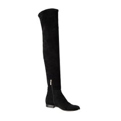 Jimmy Choo Black Suede Thigh High Boots Size IT 36.5