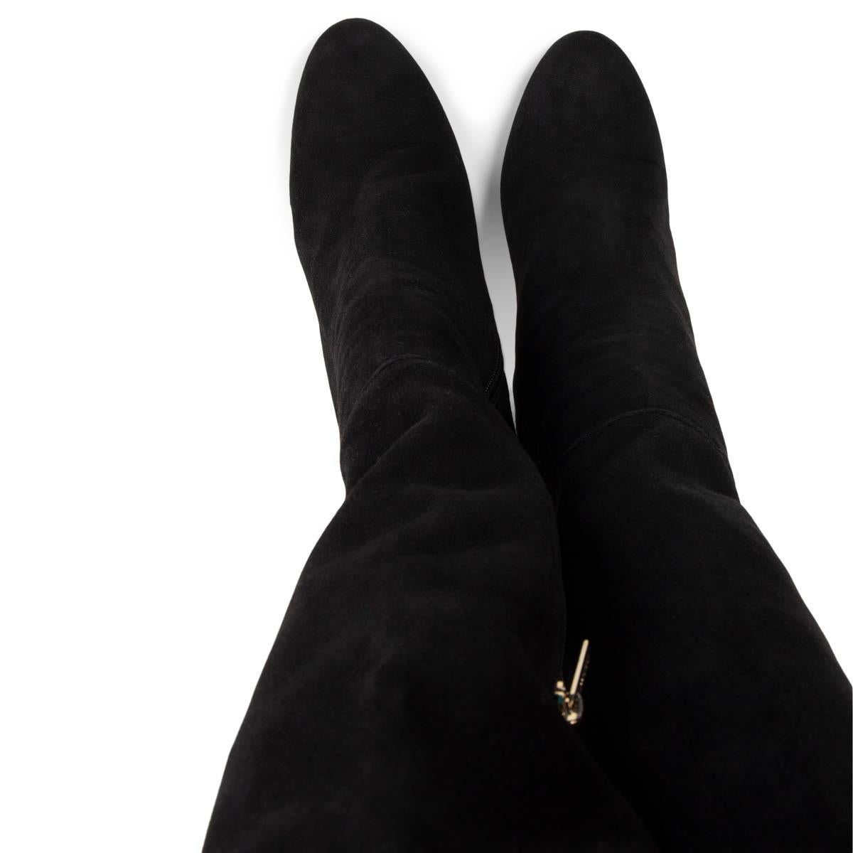 Black JIMMY CHOO black suede TONI Over the Knee Boots Shoes 36