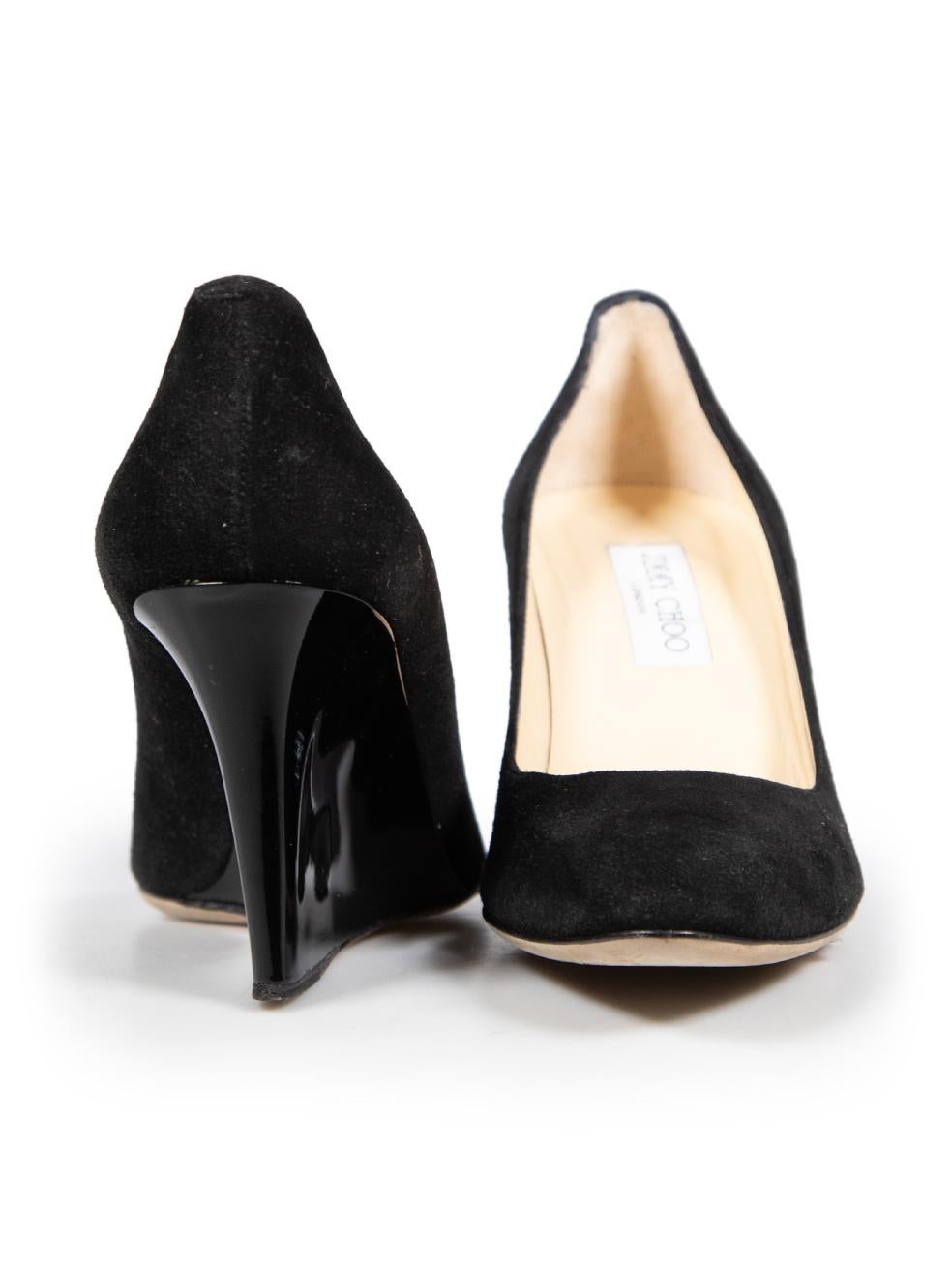 Jimmy Choo Black Suede Wedge Heels Size IT 38 In Good Condition For Sale In London, GB