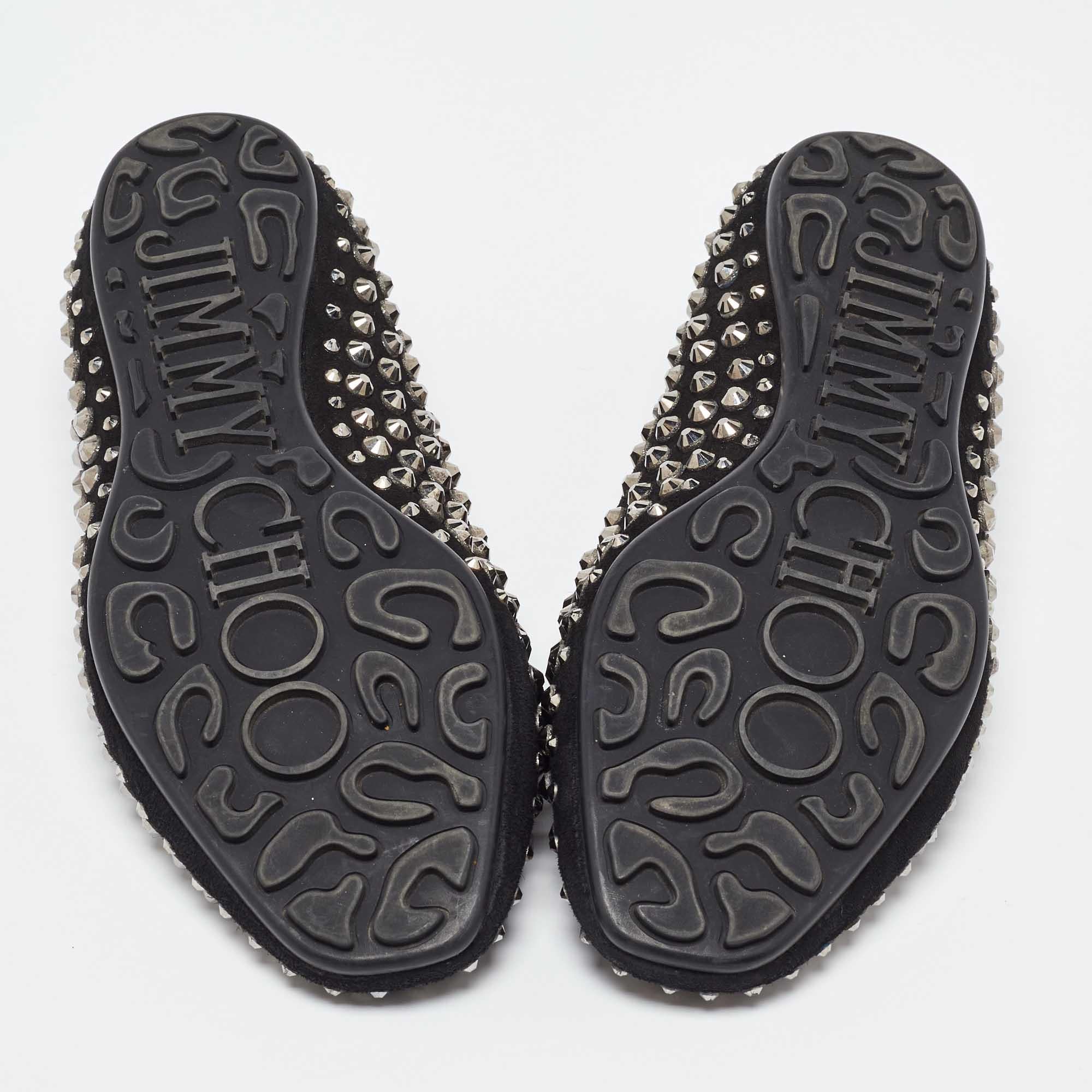 Jimmy Choo Black Suede Wheel Crystal Studded Smoking Slippers Size 35 For Sale 2