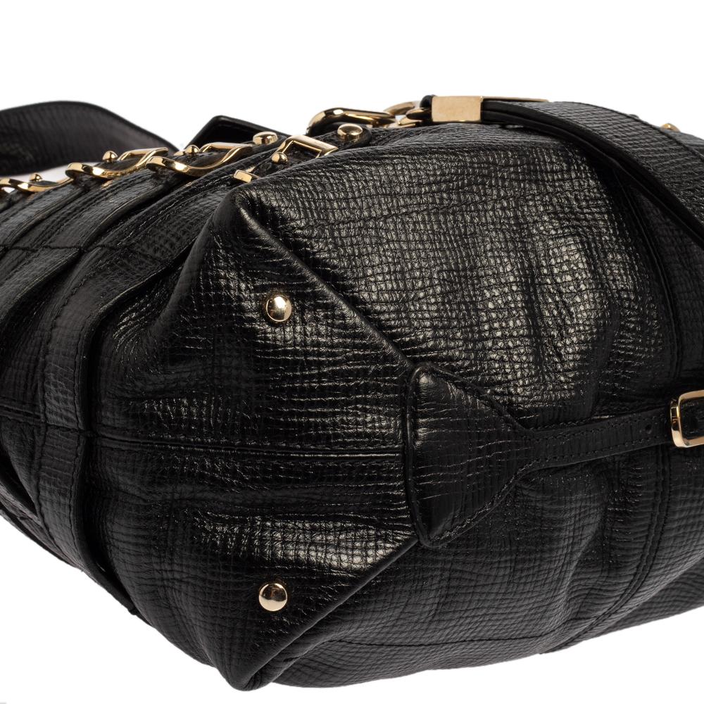 Jimmy Choo Black Textured Leather Bardia Buckle Hobo 5