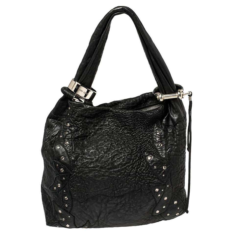 Jimmy Choo Brown Leather and Snakeskin Anna Hobo Bag w/ Side Pockets ...