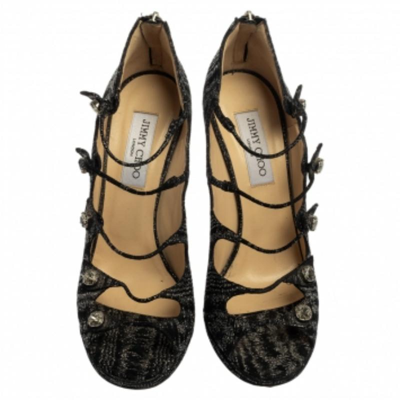 Jimmy Choo Black Tweed Strappy Sandals Size 40 In Good Condition For Sale In Dubai, Al Qouz 2