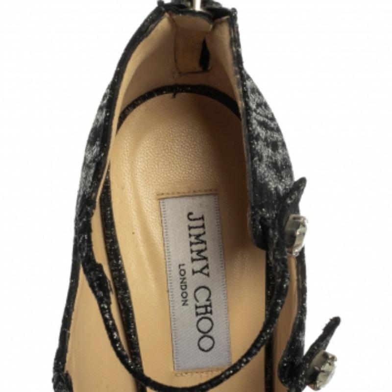Jimmy Choo Black Tweed Strappy Sandals Size 40 For Sale 2