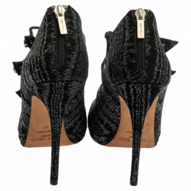 Jimmy Choo Black Tweed Strappy Sandals Size 40 For Sale 3