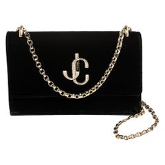 Jimmy Choo Black Velvet Bohemia Wallet on Chain