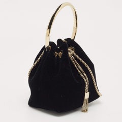 Jimmy Choo Black Velvet BonBon Bucket Bag