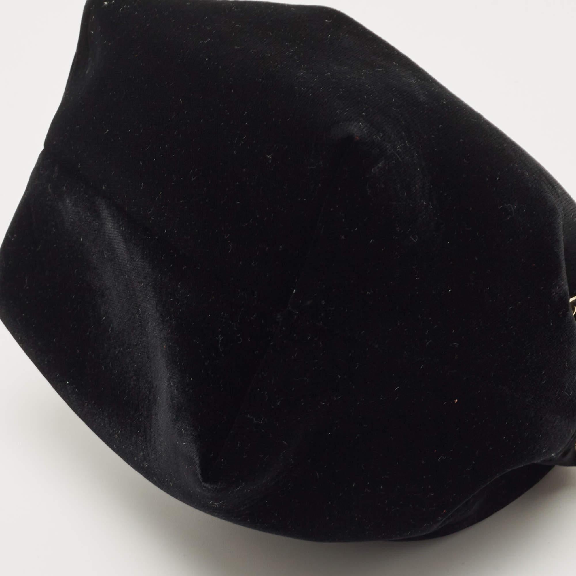 Jimmy Choo Black Velvet BonBon Bucket Bag 3