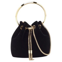 Jimmy Choo Black Velvet BonBon Bucket Bag