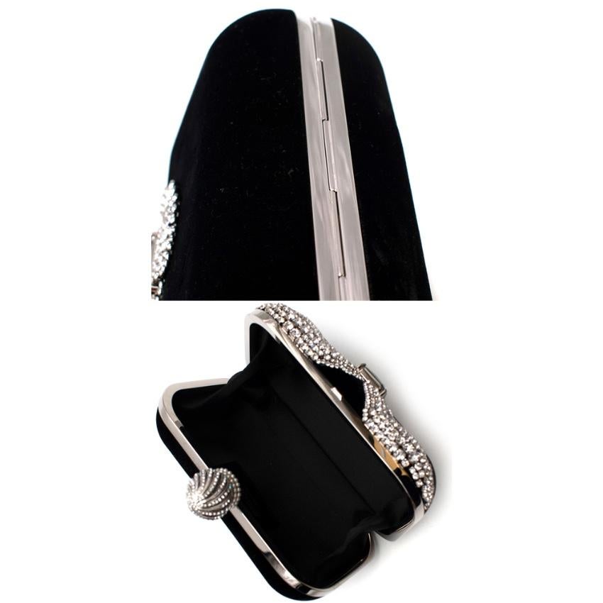 Jimmy Choo Black Velvet Crystal Embellished Cloud Clutch Bag 2