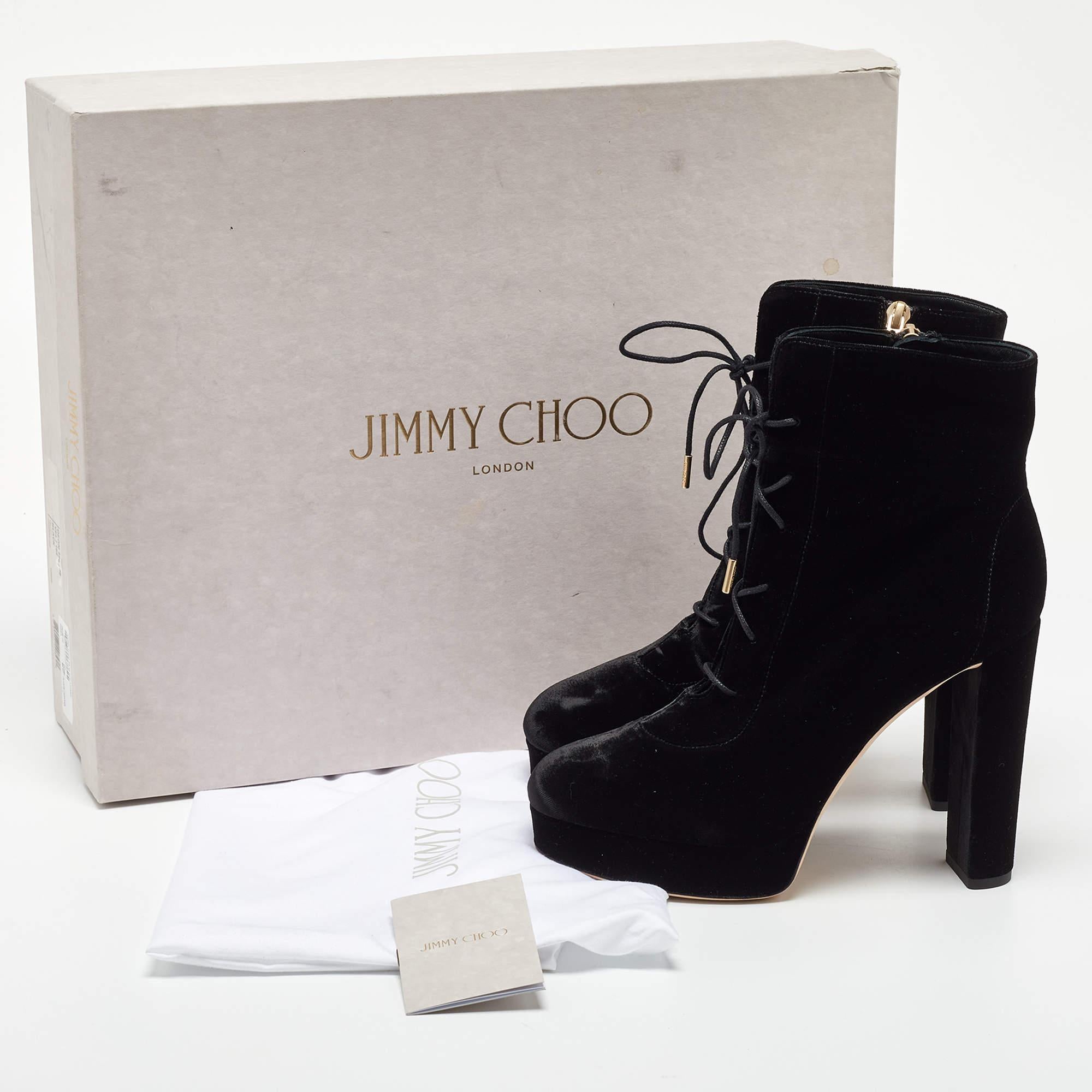 Jimmy Choo Black Velvet Deon Ankle Boots Size 38 For Sale 6